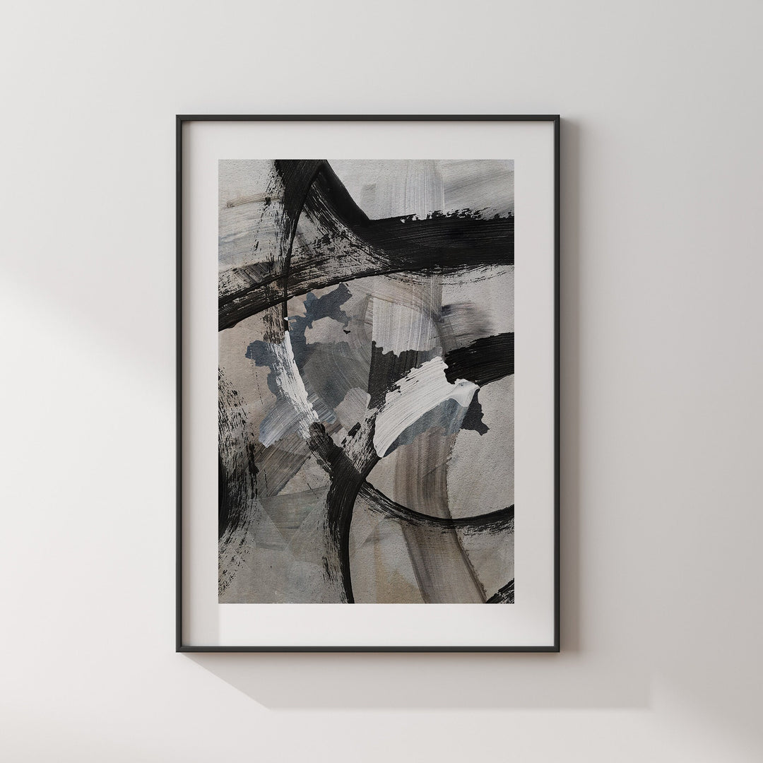 Tajikistan Map | Black & Grey Abstract Painting Map of Tajikistan Wall Art Print | Tajikistan Traval Poster