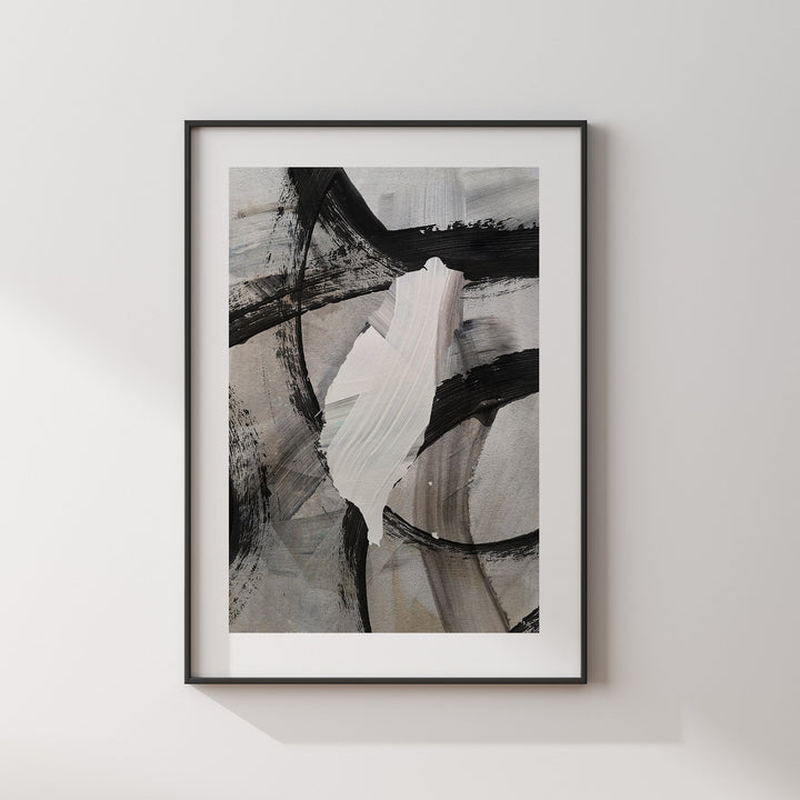 Taiwan Map | Black & Grey Abstract Painting Map of Taiwan Wall Art Print | Taiwan Traval Poster