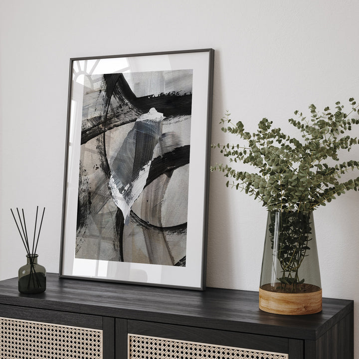 Taiwan Map | Black & Grey Abstract Painting Map of Taiwan Wall Art Print | Taiwan Traval Poster