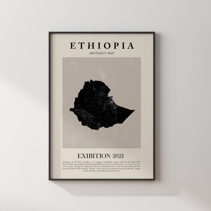 Ethiopia Map Vintage Abstract Wall Art Print Picasso + Matisse Inspired Travel Poster