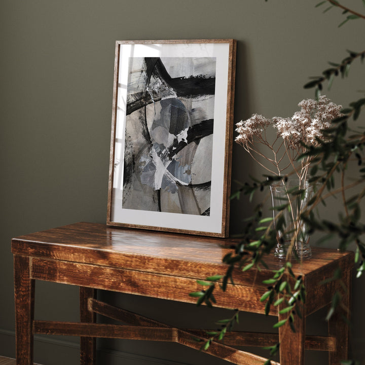 Antigua and Barbuda Map | Black & Grey Abstract Painting Map of Antigua and Barbuda Wall Art Print | Antigua and Barbuda Traval Poster