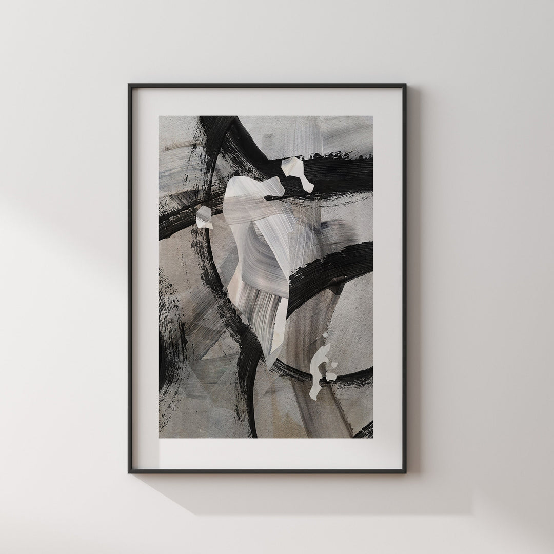 Bahrain Map | Black & Grey Abstract Painting Map of Bahrain Wall Art Print | Bahrain Traval Poster