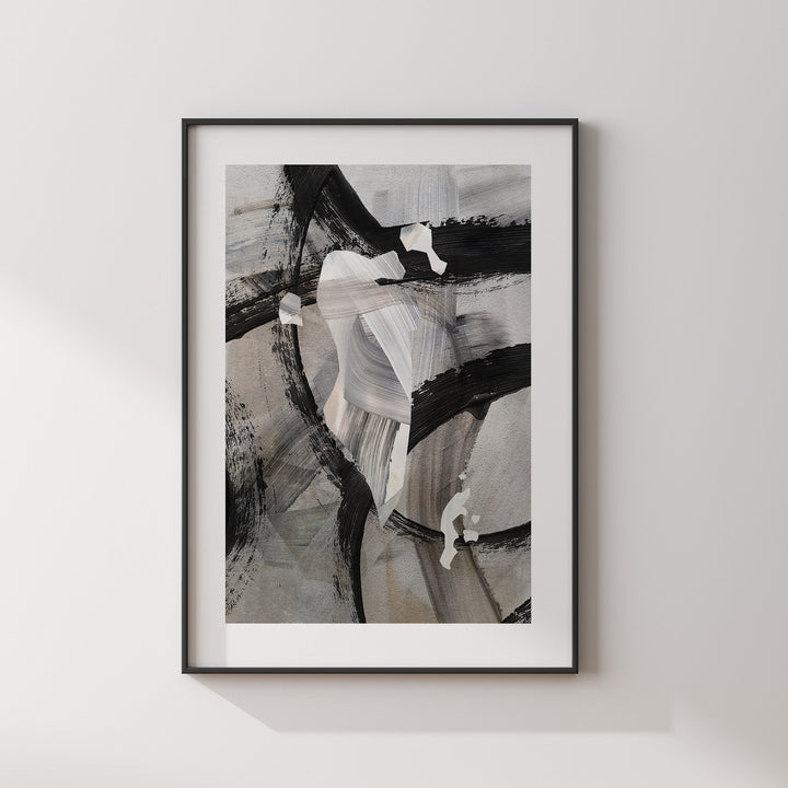 Bahrain Map | Black & Grey Abstract Painting Map of Bahrain Wall Art Print | Bahrain Traval Poster