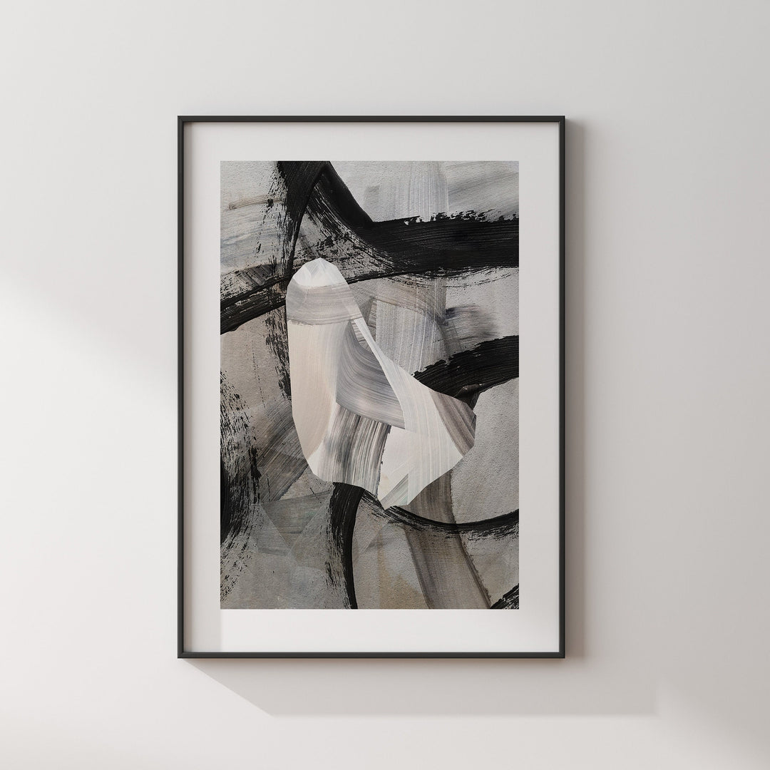 Barbados Map | Black & Grey Abstract Painting Map of Barbados Wall Art Print | Barbados Traval Poster