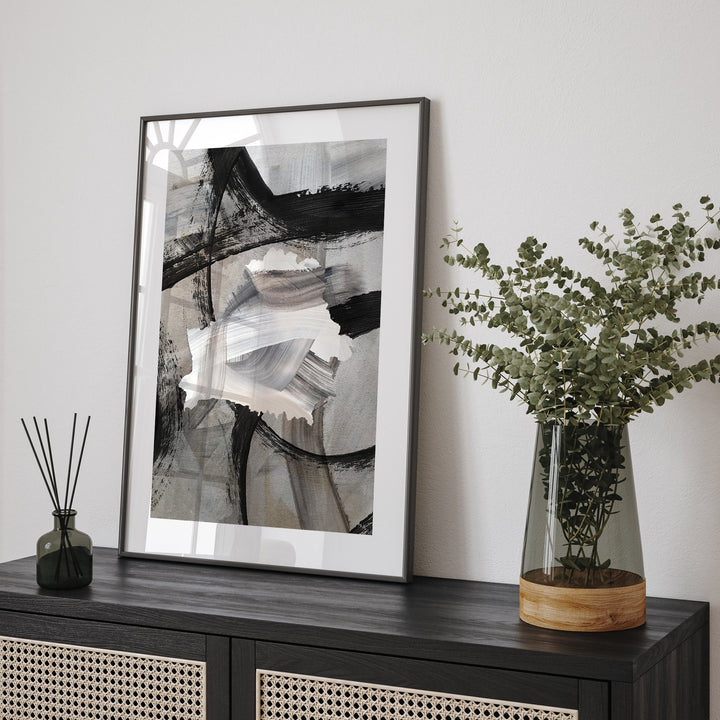 Belarus Map | Black & Grey Abstract Painting Map of Belarus Wall Art Print | Belarus Traval Poster