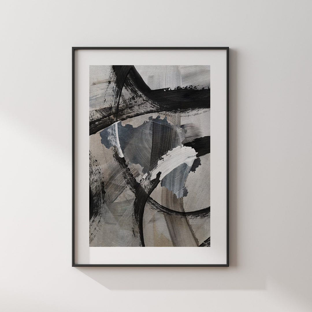 Belgium Map | Black & Grey Abstract Painting Map of Belgium Wall Art Print | Belgium Traval Poster