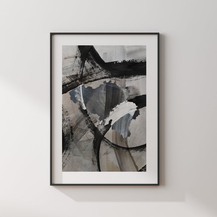 Belgium Map | Black & Grey Abstract Painting Map of Belgium Wall Art Print | Belgium Traval Poster