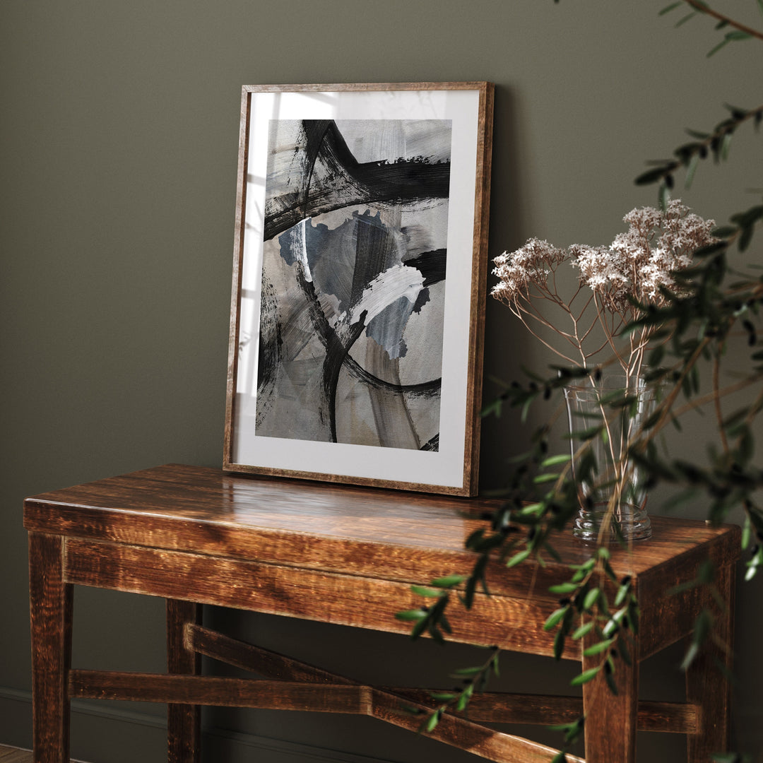 Belgium Map | Black & Grey Abstract Painting Map of Belgium Wall Art Print | Belgium Traval Poster