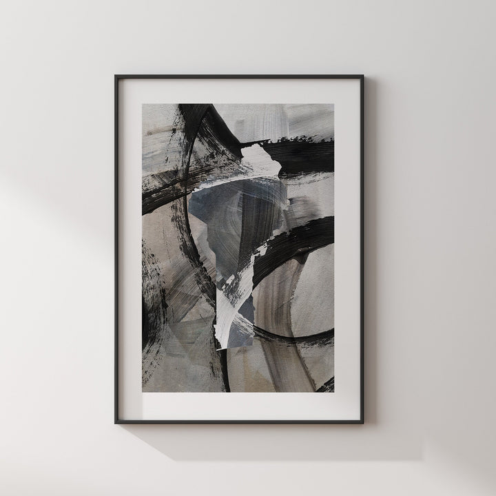 Benin Map | Black & Grey Abstract Painting Map of Benin Wall Art Print | Benin Traval Poster