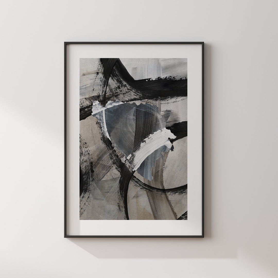 Bosnia and Herzegovina Map | Black & Grey Abstract Painting Map of Bosnia and Herzegovina Wall Art Print | Bosnia Traval Poster