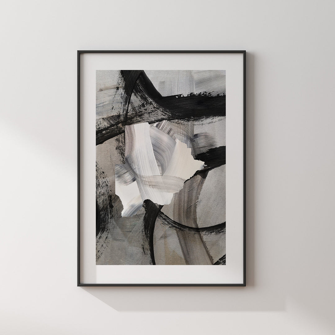 Botswana Map | Black & Grey Abstract Painting Map of Botswana Wall Art Print | Botswana Traval Poster