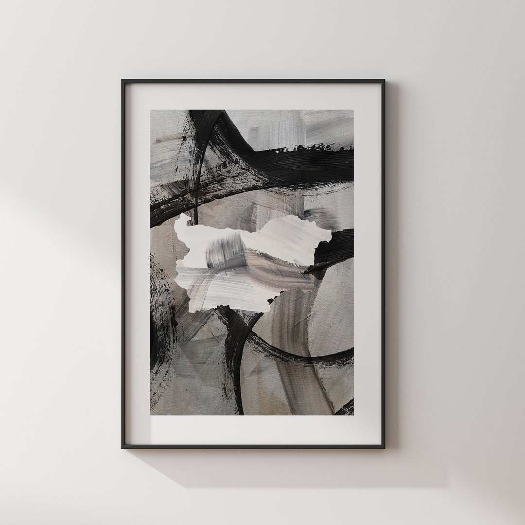 Bulgaria Map | Black & Grey Abstract Painting Map of Bulgaria Wall Art Print | Bulgaria Traval Poster