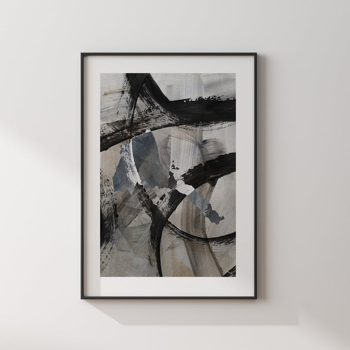 Eritrea Map | Black & Grey Abstract Painting Map of Eritrea Wall Art Print | Traval Poster