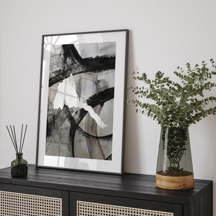 Eritrea Map | Black & Grey Abstract Painting Map of Eritrea Wall Art Print | Traval Poster