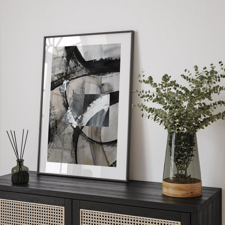 Equatorial Guinea Map | Black & Grey Abstract Painting Map of Equatorial Guinea Wall Art Print | Traval Poster