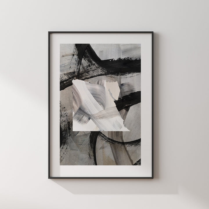 Egypt Map | Black & Grey Abstract Painting Map of Egypt Wall Art Print | Traval Poster