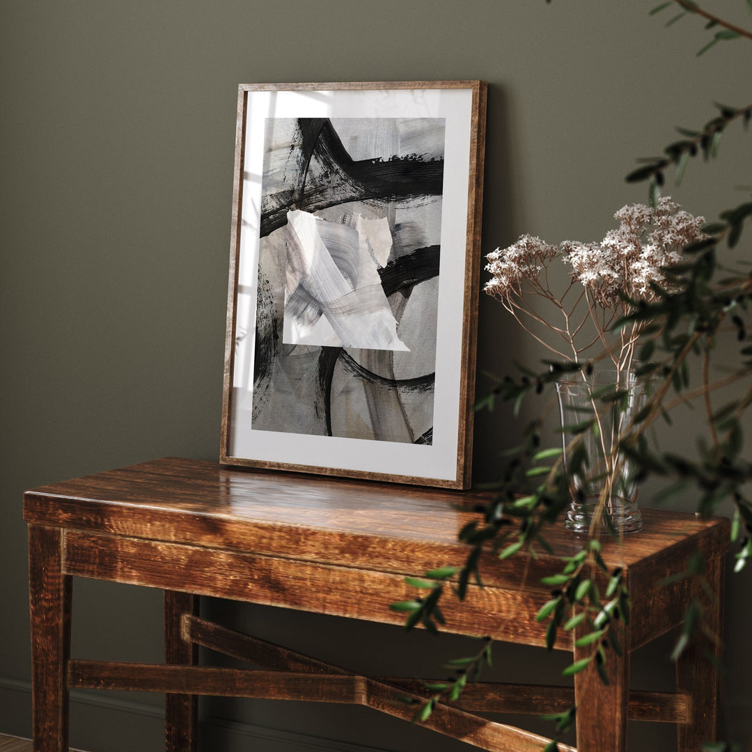 Egypt Map | Black & Grey Abstract Painting Map of Egypt Wall Art Print | Traval Poster