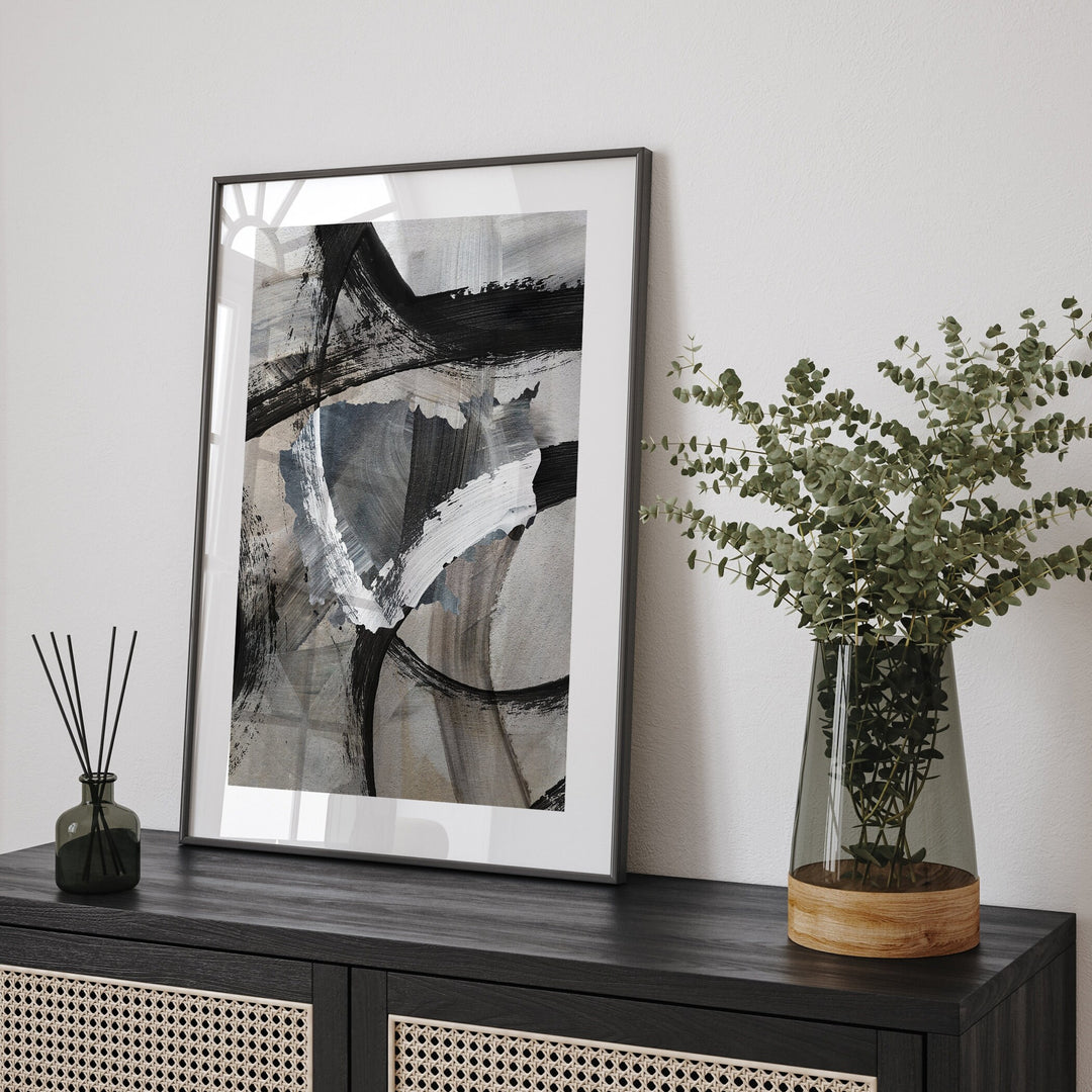 Cambodia Map | Black & Grey Abstract Painting Map of Cambodia Wall Art Print | Cambodia Traval Poster
