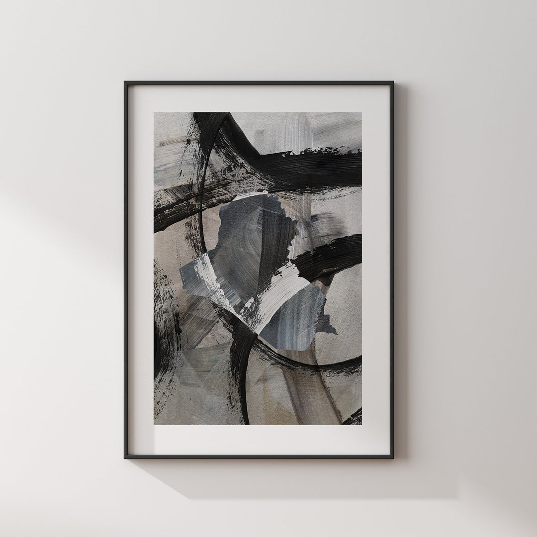 Iraq Map | Black & Grey Abstract Painting Map of Iraq Wall Art Print | Iraq Traval Poster