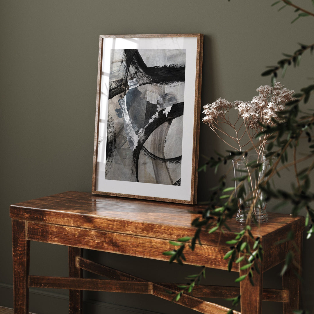 India Map | Black & Grey Abstract Painting Map of India Wall Art Print | India Traval Poster