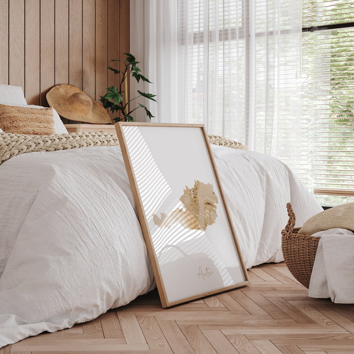 Austria Map Beige & Gold Wall Art Print