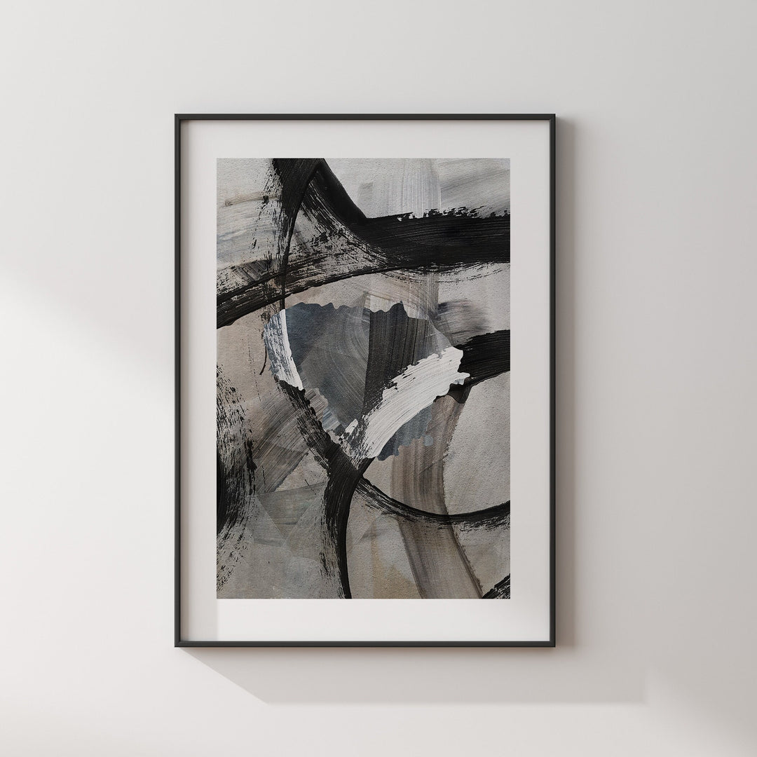 Lithuania Map | Black & Grey Abstract Painting Map of Lithuania Wall Art Print | Lithuania Traval Poster