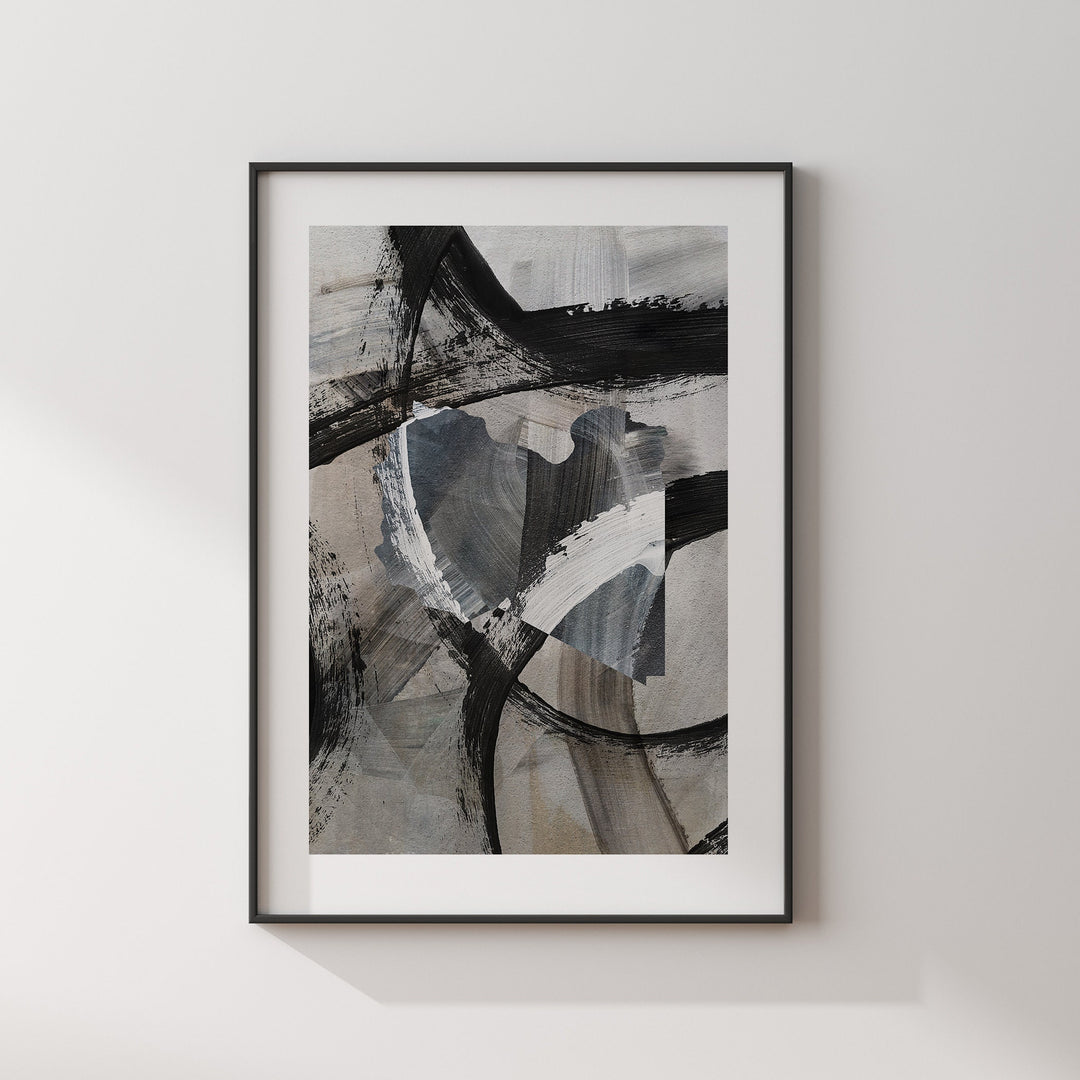 Libya Map | Black & Grey Abstract Painting Map of Libya Wall Art Print | Libya Traval Poster