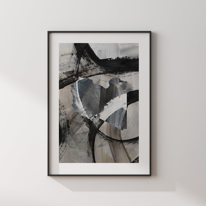Libya Map | Black & Grey Abstract Painting Map of Libya Wall Art Print | Libya Traval Poster