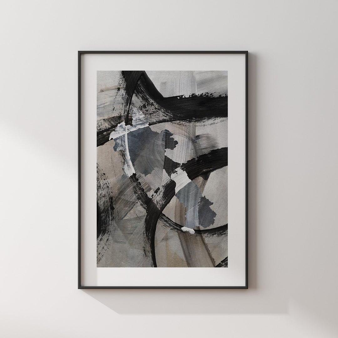Laos Map | Black & Grey Abstract Painting Map of Laos Wall Art Print | Laos Traval Poster
