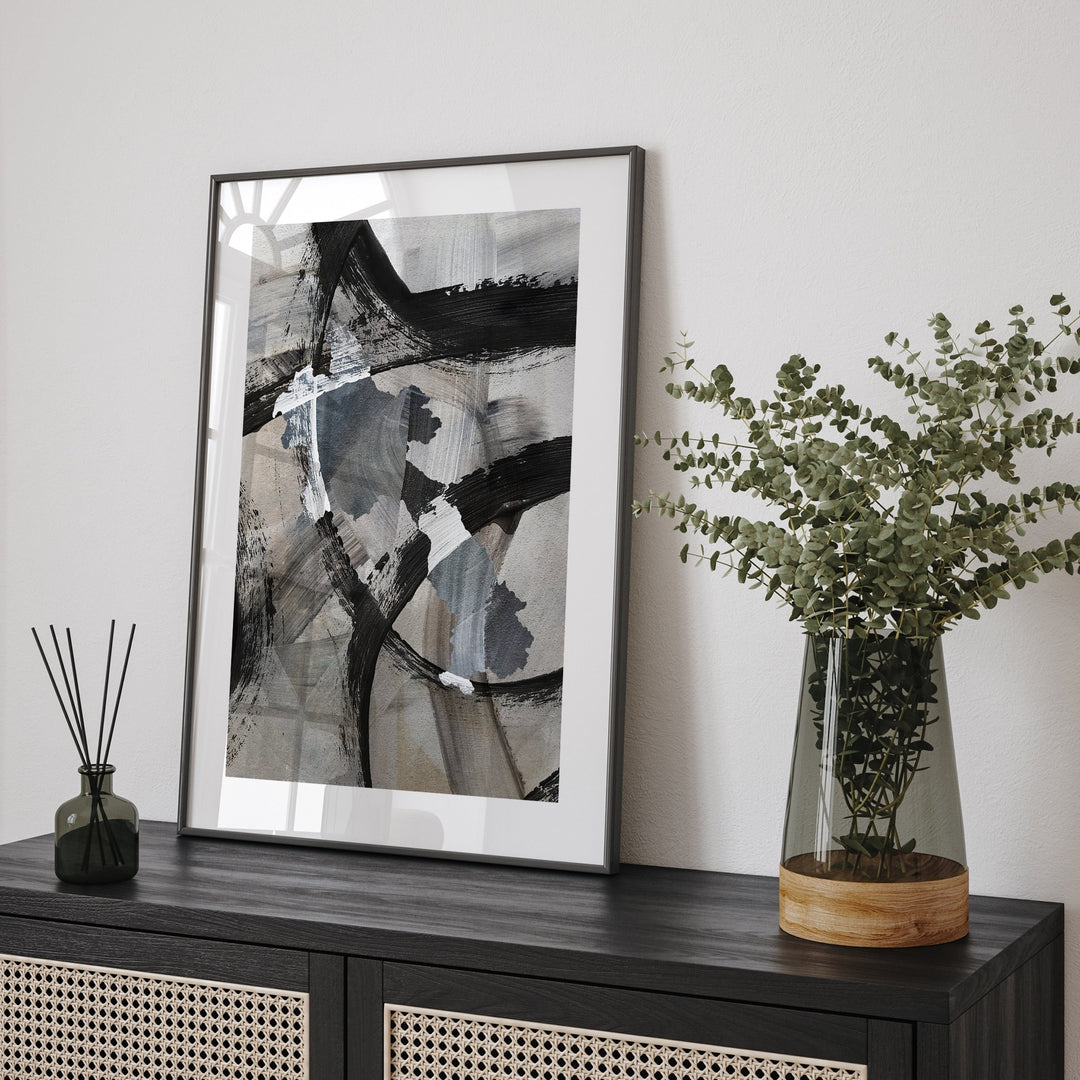 Laos Map | Black & Grey Abstract Painting Map of Laos Wall Art Print | Laos Traval Poster