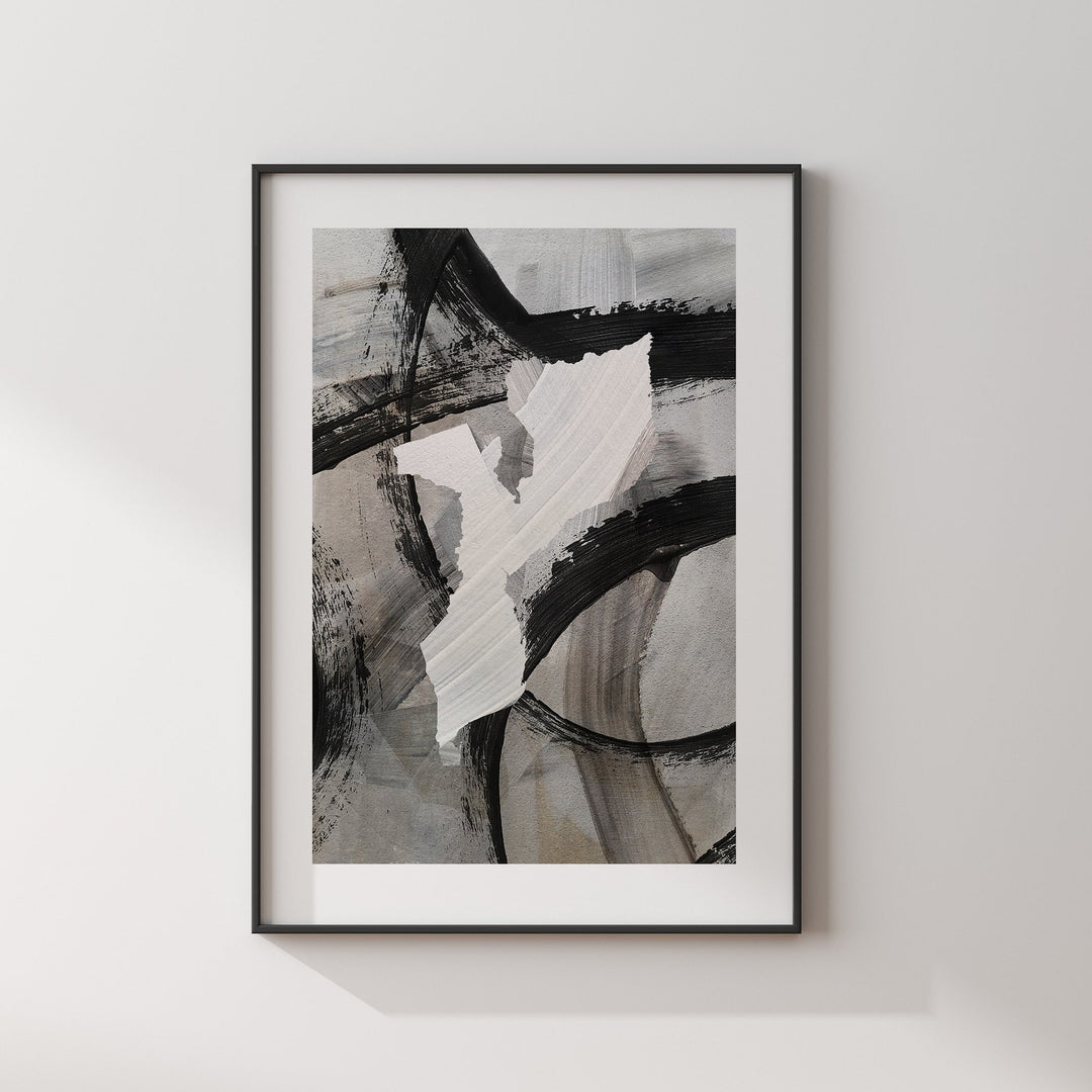 Mozambique Map | Black & Grey Abstract Painting Map of Mozambique Wall Art Print | Mozambique Traval Poster
