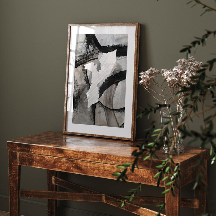 Mozambique Map | Black & Grey Abstract Painting Map of Mozambique Wall Art Print | Mozambique Traval Poster