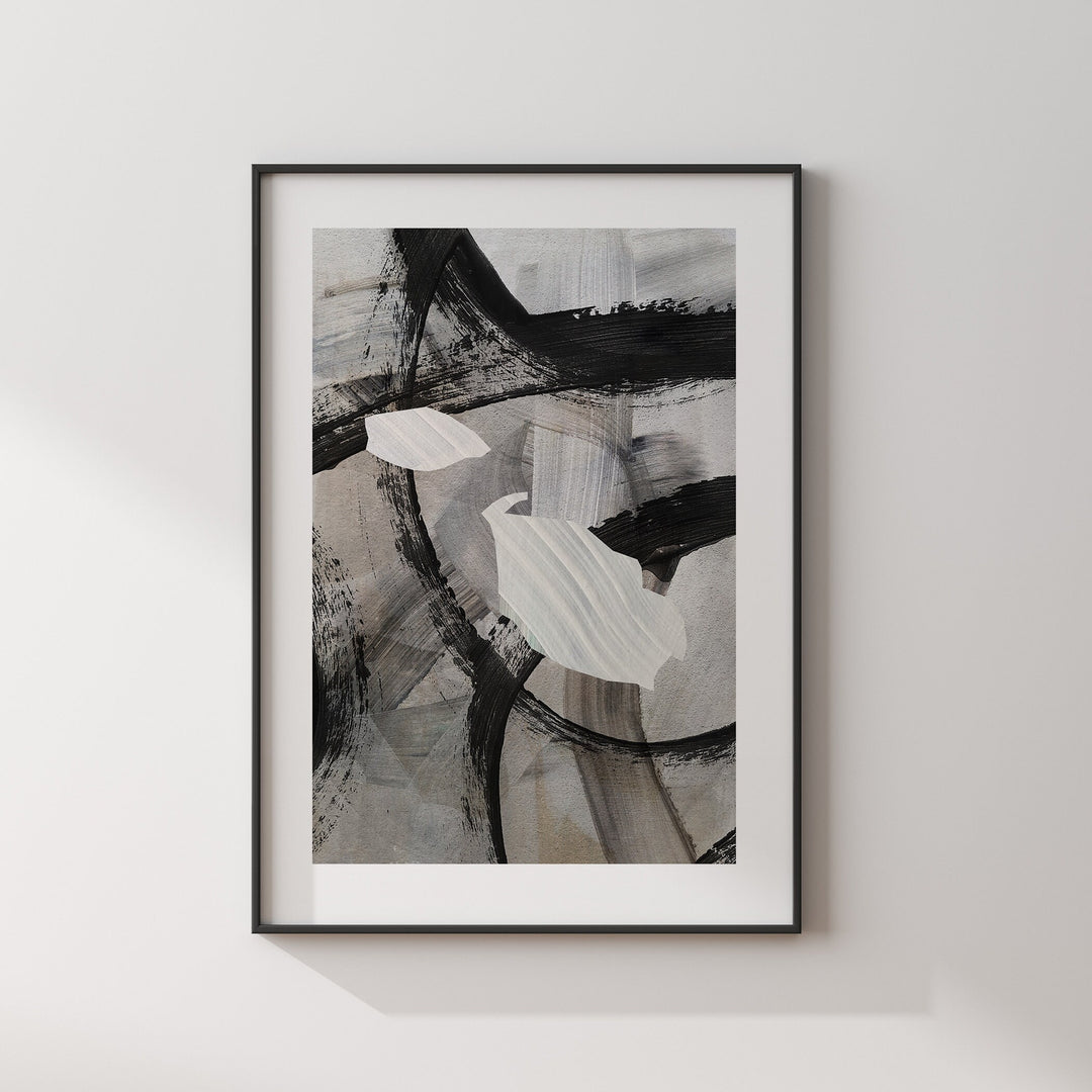 Malta Map | Black & Grey Abstract Painting Map of Malta Wall Art Print | Malta Traval Poster