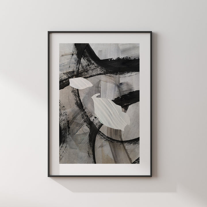 Malta Map | Black & Grey Abstract Painting Map of Malta Wall Art Print | Malta Traval Poster