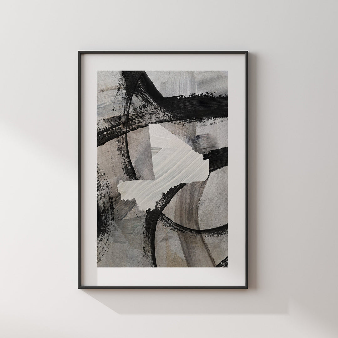 Mali Map | Black & Grey Abstract Painting Map of Mali Wall Art Print | Mali Traval Poster