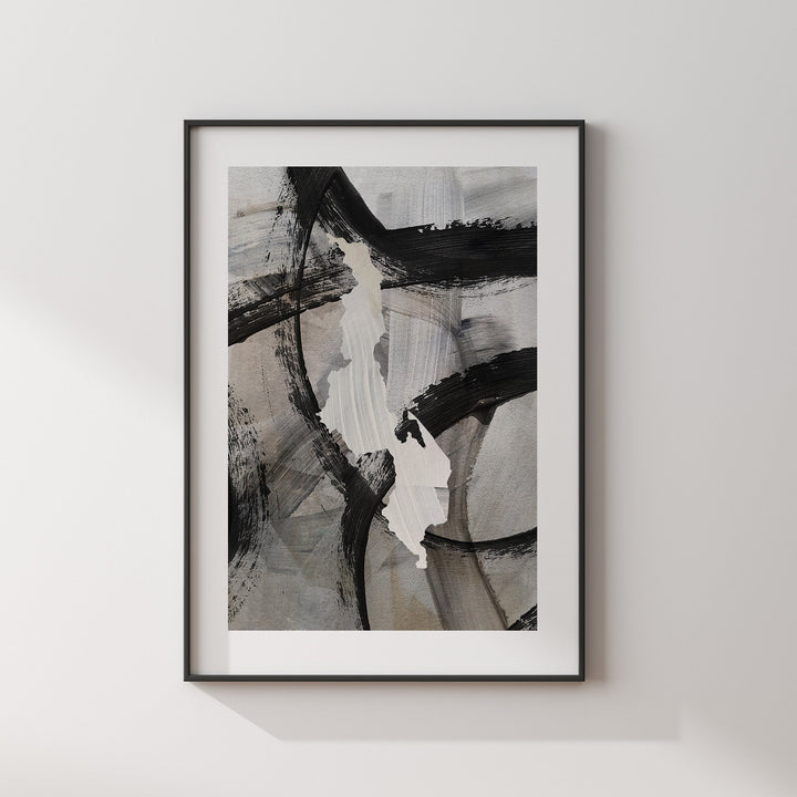 Malawi Map | Black & Grey Abstract Painting Map of Malawi Wall Art Print | Malawi Traval Poster