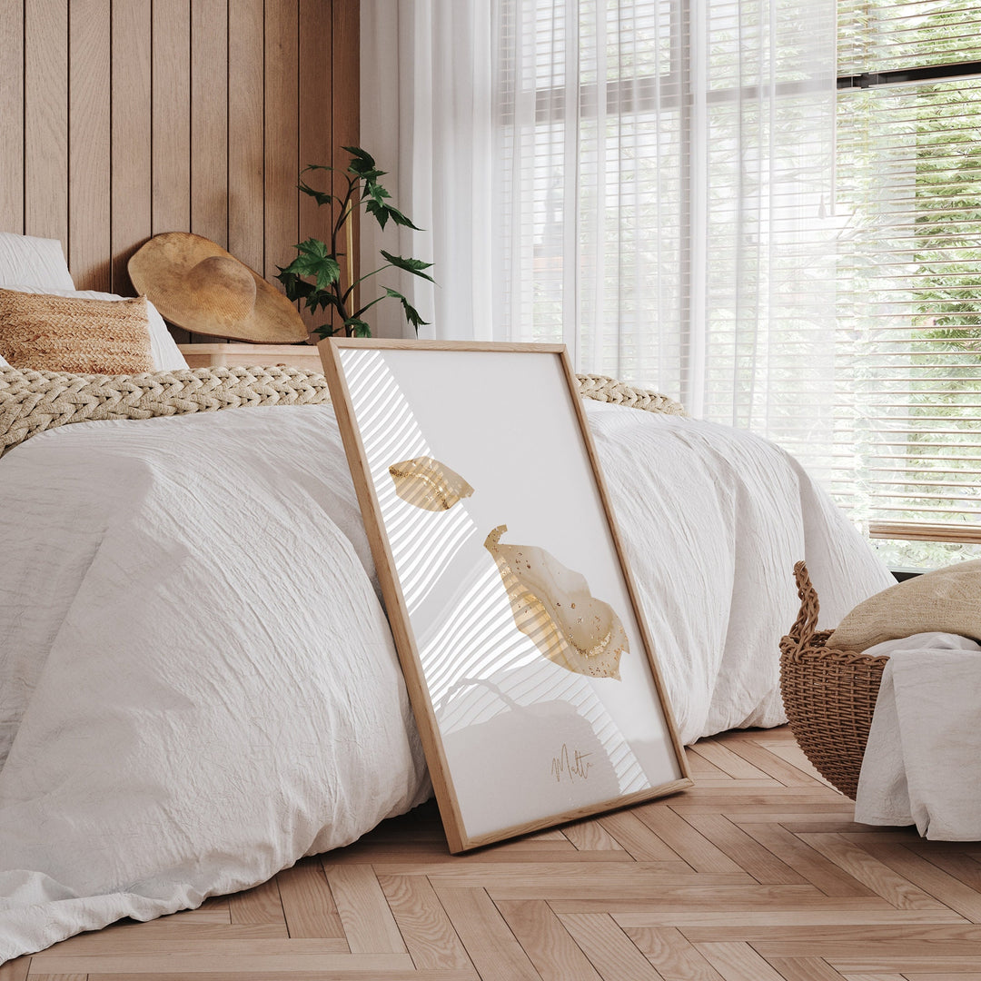 Malta Map Beige & Gold Wall Art Print