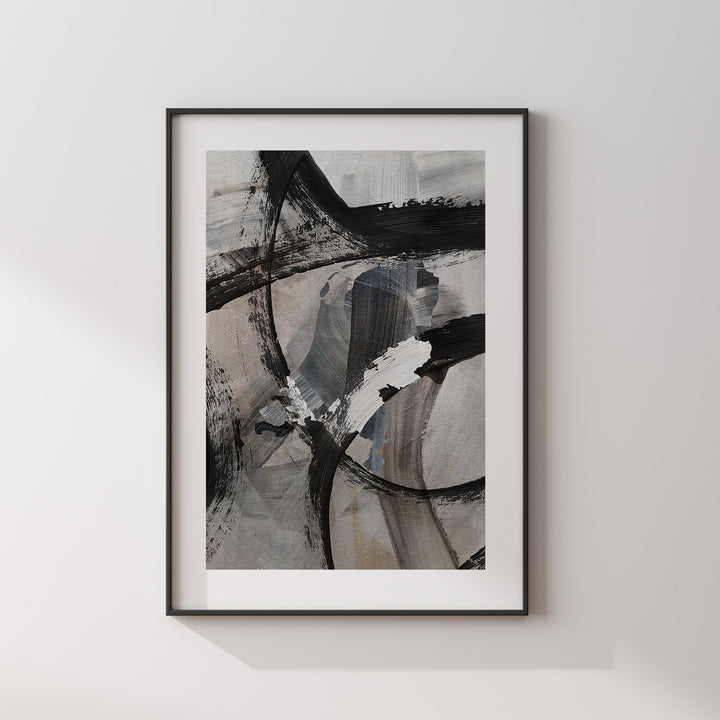 Netherlands Map | Black & Grey Abstract Painting Map of Netherlands Wall Art Print | Netherlands Traval Poster