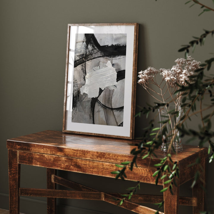 Rwanda Map | Black & Grey Abstract Painting Map of Rwanda Wall Art Print | Rwanda Traval Poster