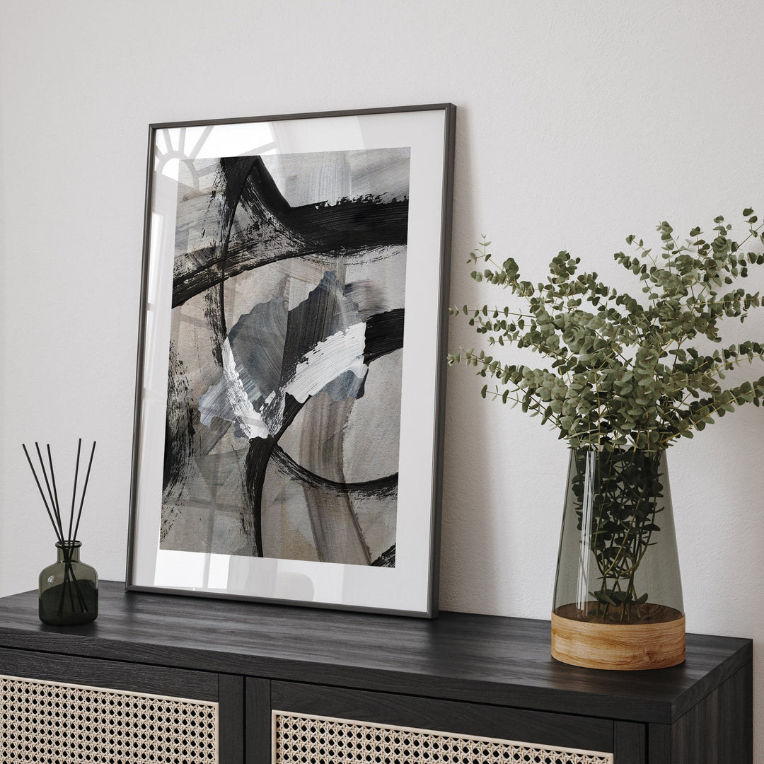 Rwanda Map | Black & Grey Abstract Painting Map of Rwanda Wall Art Print | Rwanda Traval Poster