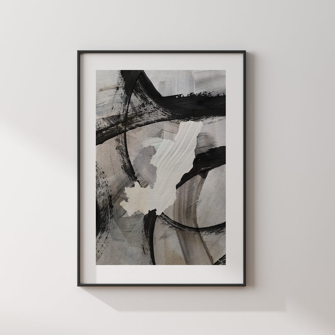 Republic of the Congo Map | Black & Grey Abstract Painting Map of Congo Wall Art Print | Congo Traval Poster