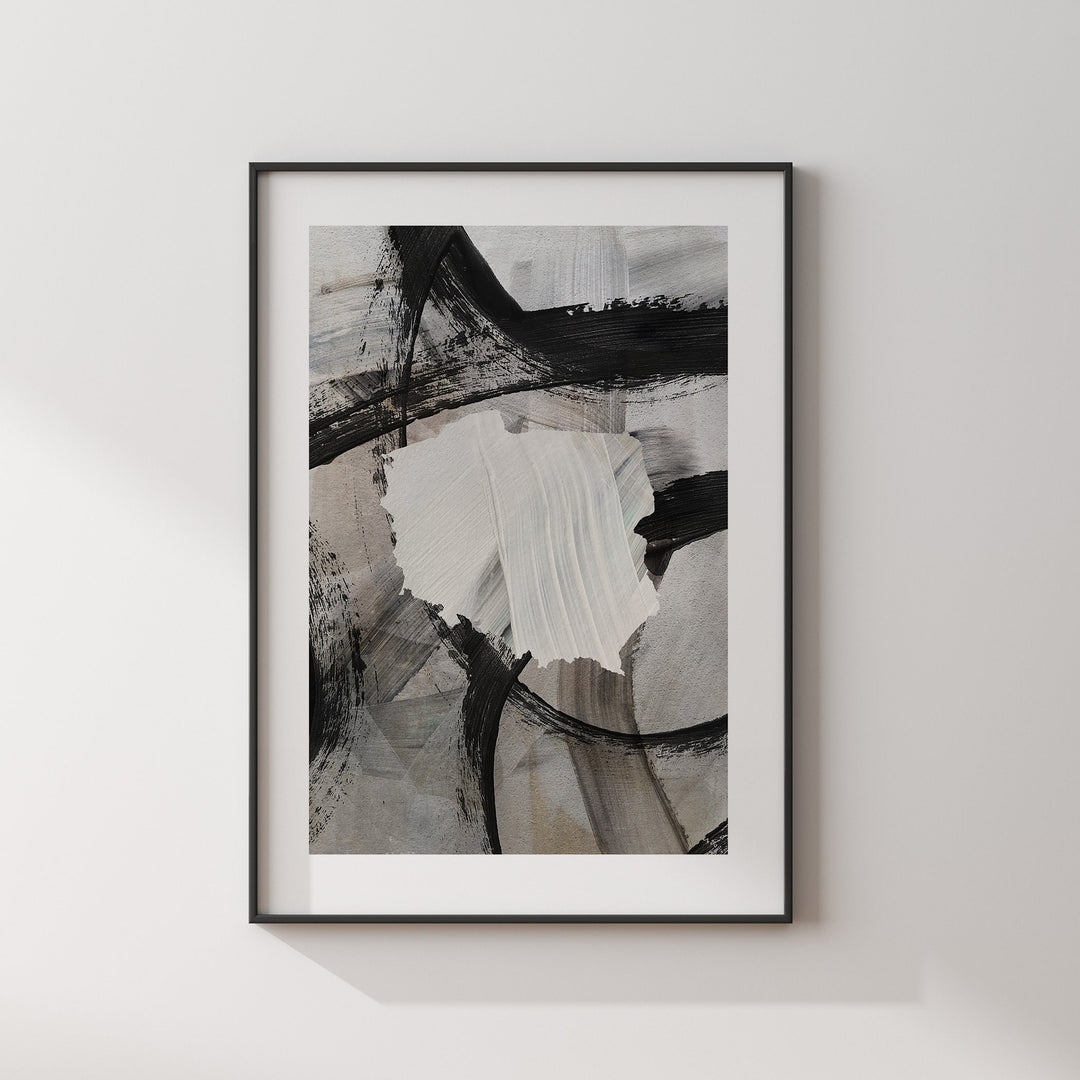 Poland Map | Black & Grey Abstract Painting Map of Poland Wall Art Print | Poland Traval Poster