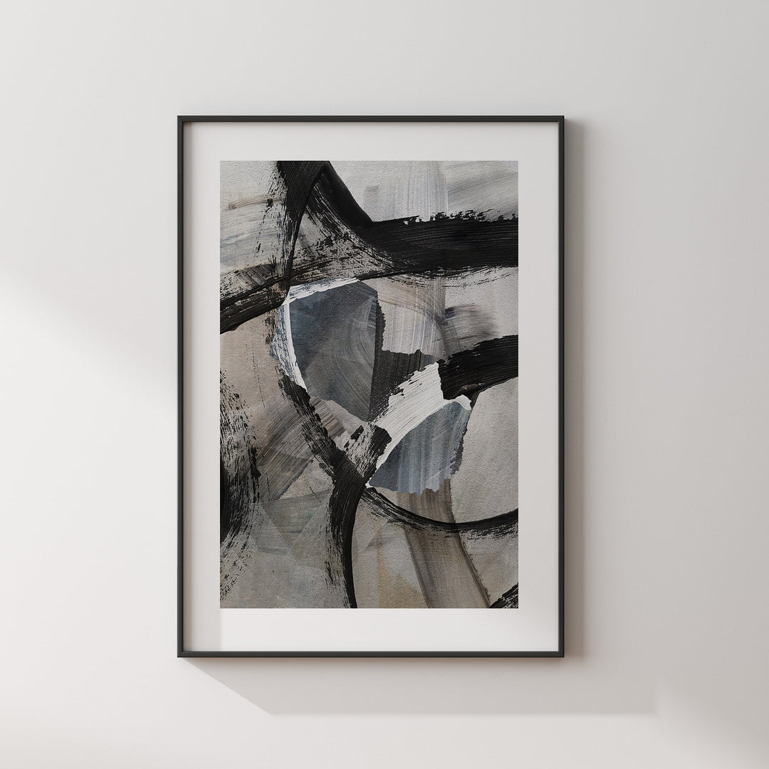 Paraguay Map | Black & Grey Abstract Painting Map of Paraguay Wall Art Print | Paraguay Traval Poster