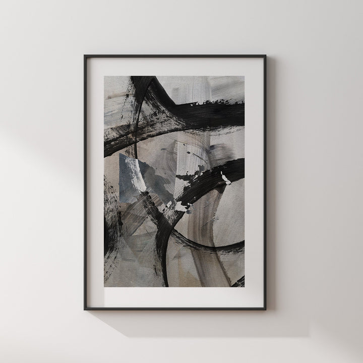 Papua New Guinea Map | Black & Grey Abstract Painting Map of Papua New Guinea Wall Art Print | Papua New Guinea Traval Poster