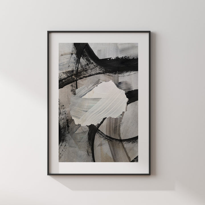 North Macedonia Map | Black & Grey Abstract Painting Map of North Macedonia Wall Art Print | North Macedonia Traval Poster