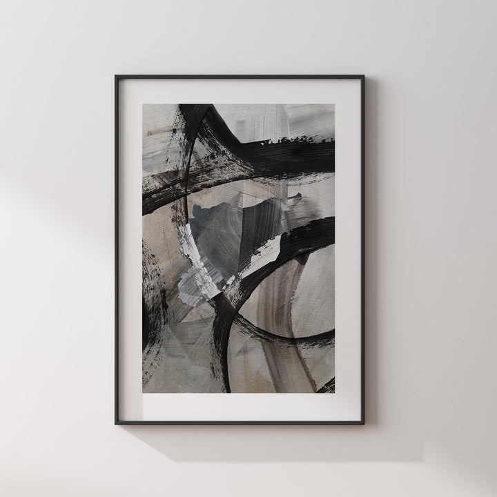 Syria Map | Black & Grey Abstract Painting Map of Syria Wall Art Print | Syria Traval Poster
