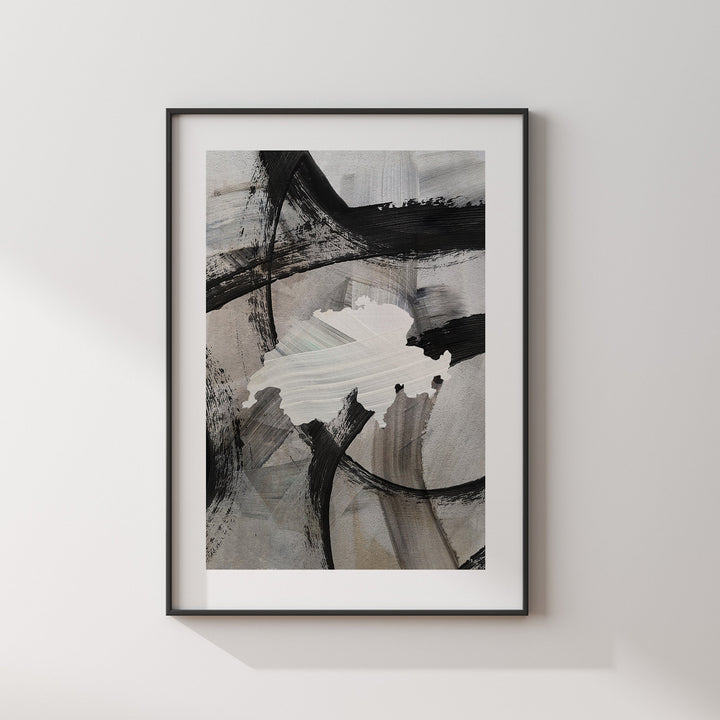 Switzerland Map | Black & Grey Abstract Painting Map of Switzerland Wall Art Print | Switzerland Traval Poster