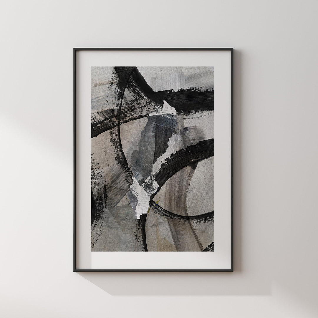 Sweden Map | Black & Grey Abstract Painting Map of Sweden Wall Art Print | Sweden Traval Poster