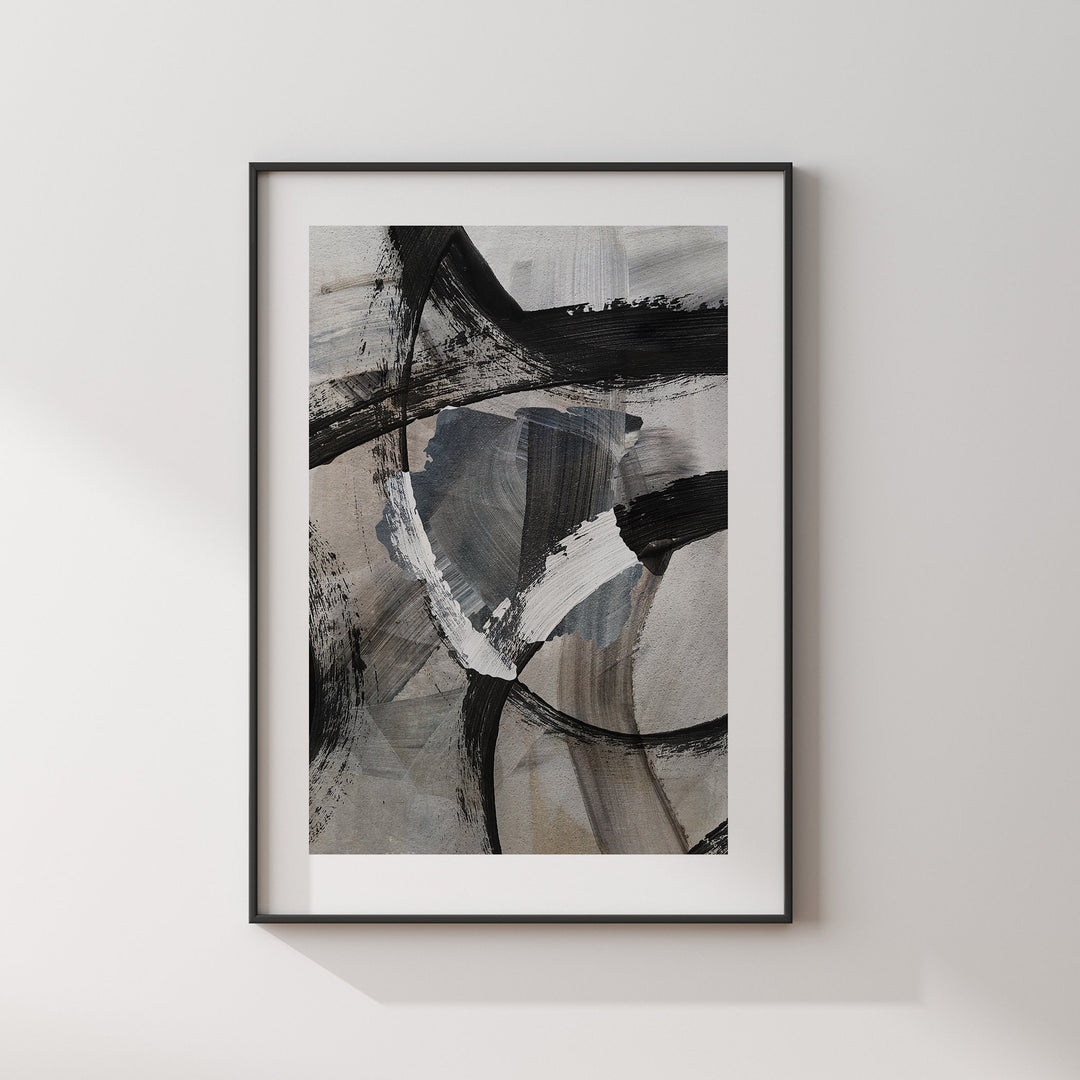Suriname Map | Black & Grey Abstract Painting Map of Suriname Wall Art Print | Suriname Traval Poster