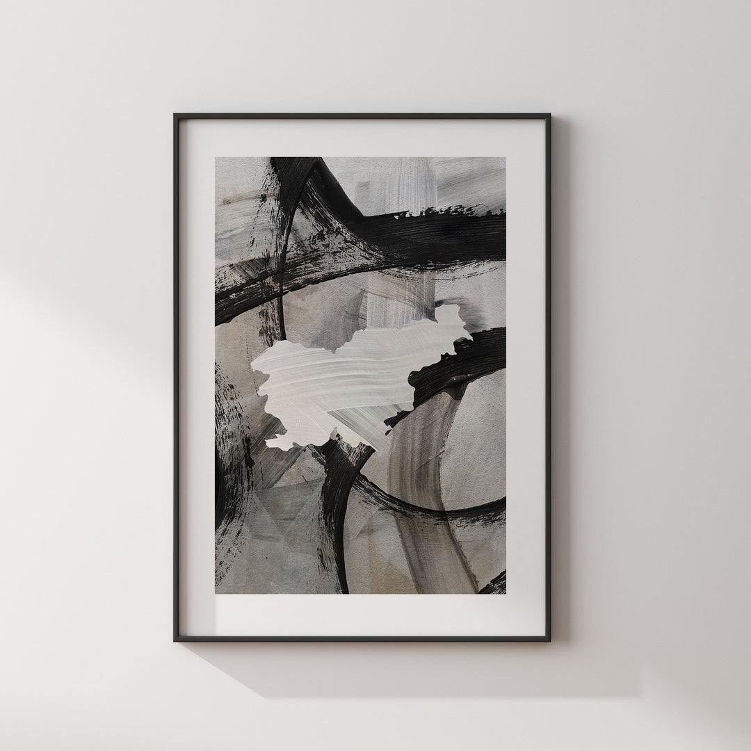 Slovenia Map | Black & Grey Abstract Painting Map of Slovenia Wall Art Print | Slovenia Traval Poster
